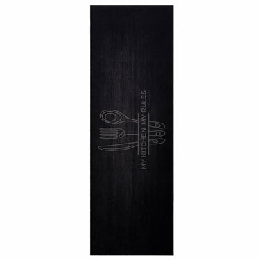 Vidaxl keuken vloerkleed bestek zwart 180 x 60 cm fluweel