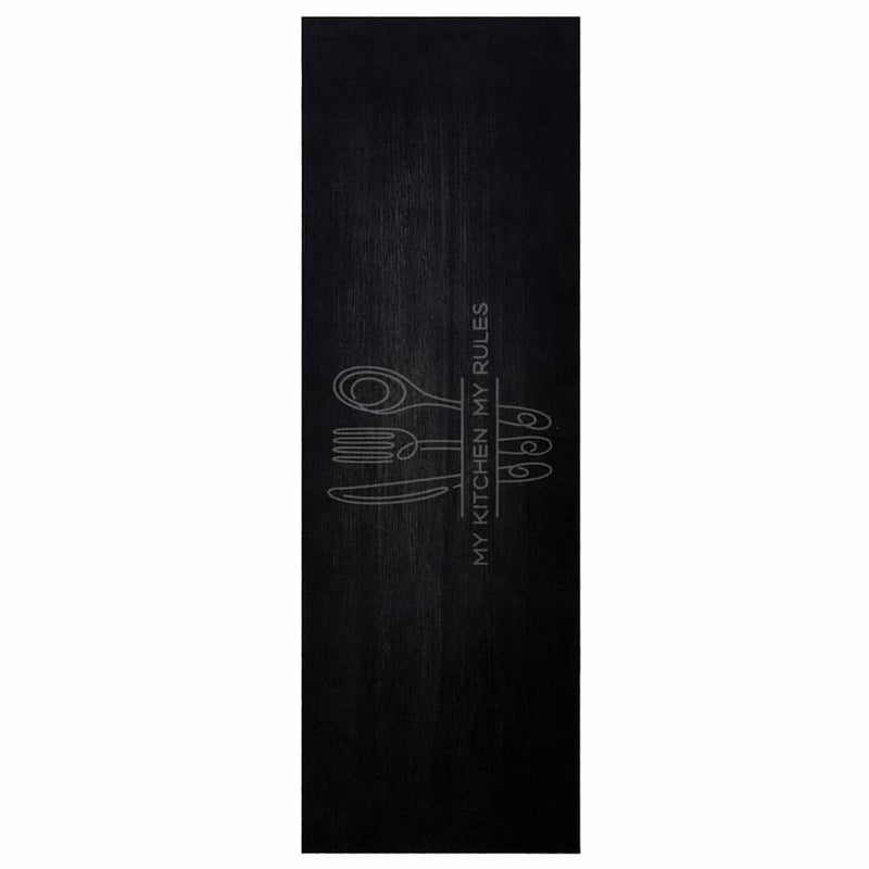 Load image into Gallery viewer, Vidaxl keuken vloerkleed bestek zwart 180 x 60 cm fluweel
