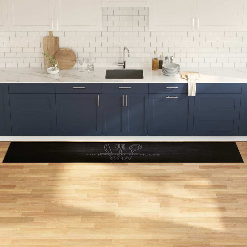 Load image into Gallery viewer, Vidaxl keuken vloerkleed zwart 300 x 60 cm fluweel
