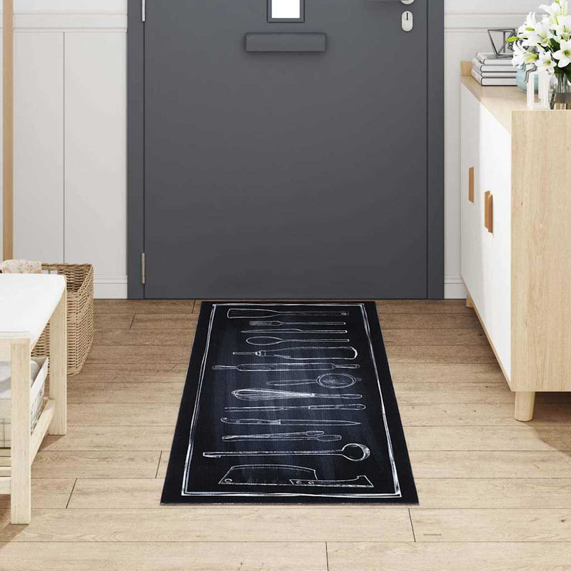 Load image into Gallery viewer, Vidaxl keuken vloerkleed zwart 180 x 60 cm fluweel
