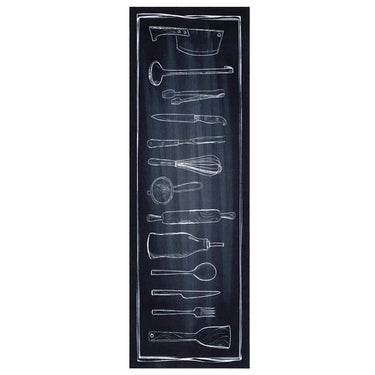 Vidaxl keuken vloerkleed zwart 180 x 60 cm fluweel