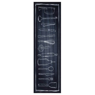 Vidaxl keuken vloerkleed zwart 150 x 45 cm fluweel