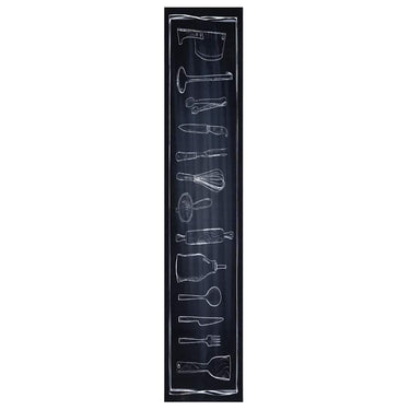 Vidaxl keuken vloerkleed zwart 300 x 60 cm fluweel