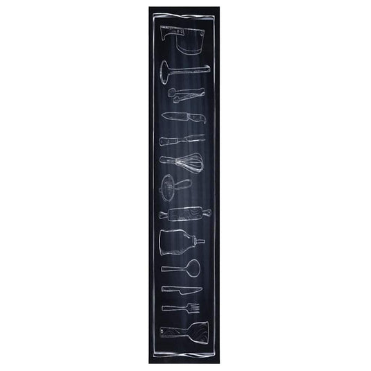 Vidaxl keuken vloerkleed zwart 300 x 60 cm fluweel