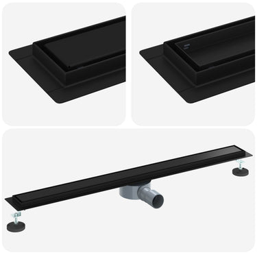 Vidaxl doucheafvoer 2-in-1 met 360° sifon zwart 90 cm