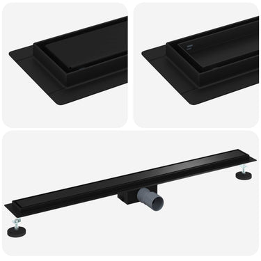 Vidaxl 2 in 1 doucheafvoer zwart 100 cm roestvrij staal 304