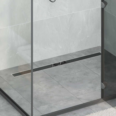 Vidaxl doucheafvoer glasdeksel met 360° sifon zwart 100 cm