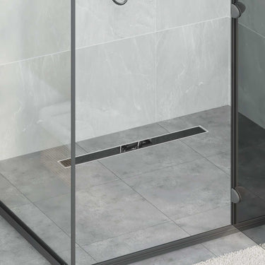 Vidaxl doucheafvoer glasdeksel met 360° sifon zwart 70 cm