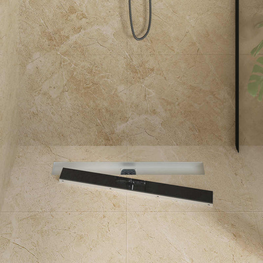 Vidaxl doucheafvoer glasdeksel met 360° sifon zwart 70 cm