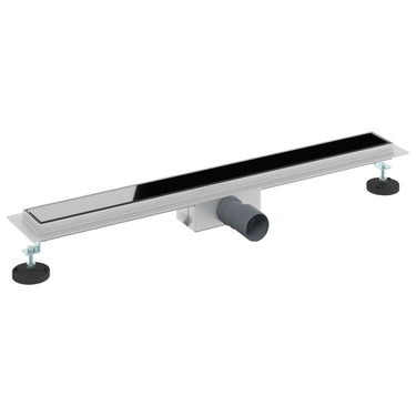 Vidaxl doucheafvoer met glazen deksel zwart 80 cm roestvrij staal 304