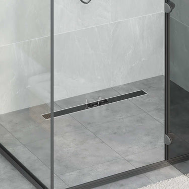 Vidaxl doucheafvoer met glazen deksel zwart 70 cm roestvrij staal 304