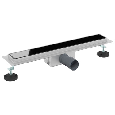 Vidaxl doucheafvoer met glazen deksel zwart 50 cm roestvrij staal 304