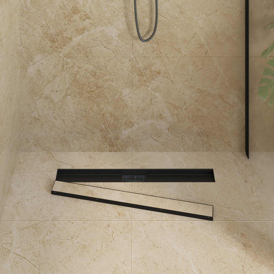 Vidaxl 2 in 1 doucheafvoer zwart 70 cm roestvrij staal 304