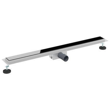 Vidaxl doucheafvoer met glazen deksel zwart 90 cm roestvrij staal 304