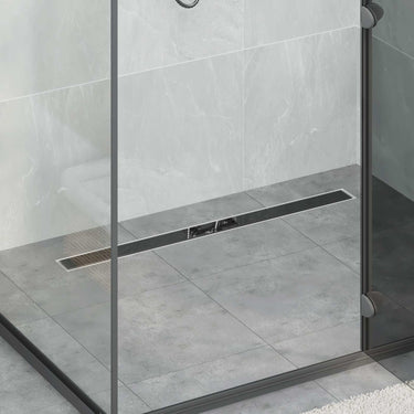 Vidaxl doucheafvoer glasdeksel met 360° sifon zwart 90 cm