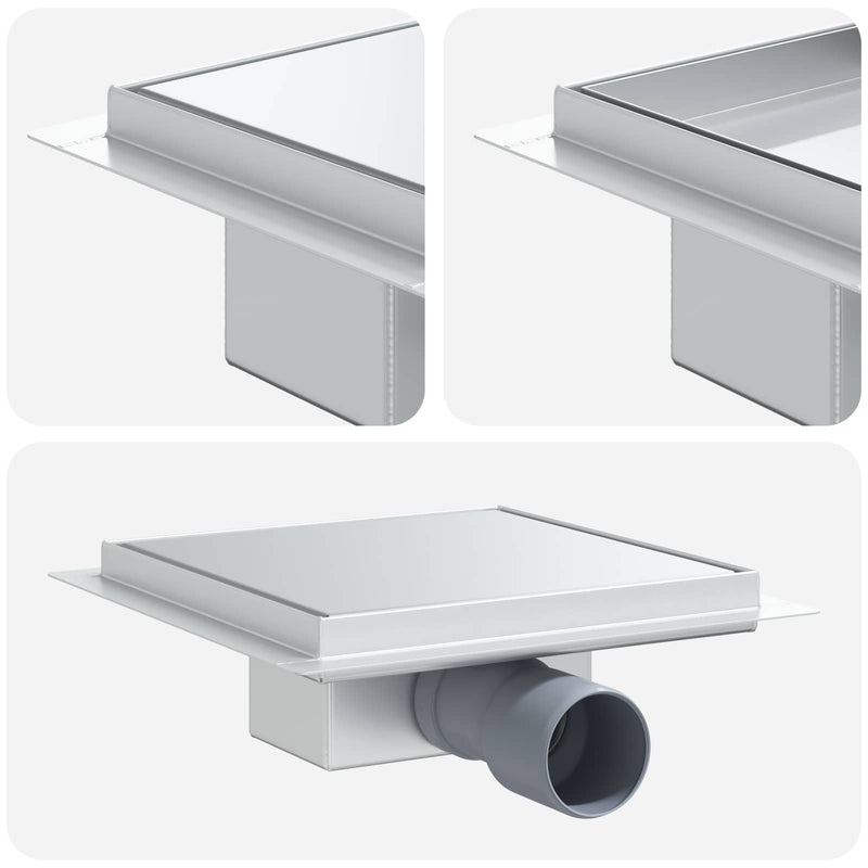Load image into Gallery viewer, Vidaxl 2 in 1 doucheafvoer zilver 20 x 20 cm roestvrij staal 304
