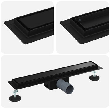 Vidaxl 2 in 1 doucheafvoer zwart 50 cm roestvrij staal 304