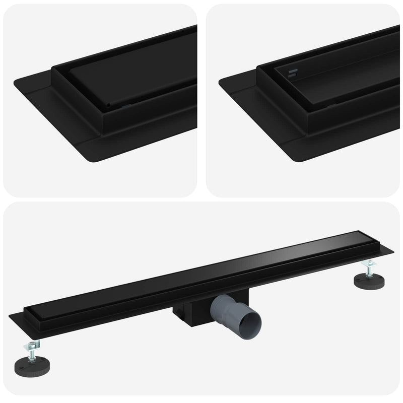 Load image into Gallery viewer, Vidaxl 2 in 1 doucheafvoer zwart 80 cm roestvrij staal 304
