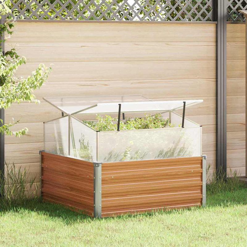 Load image into Gallery viewer, Vidaxl tuinplanter met kas licht bruin 100 x 100 x 77 cm
