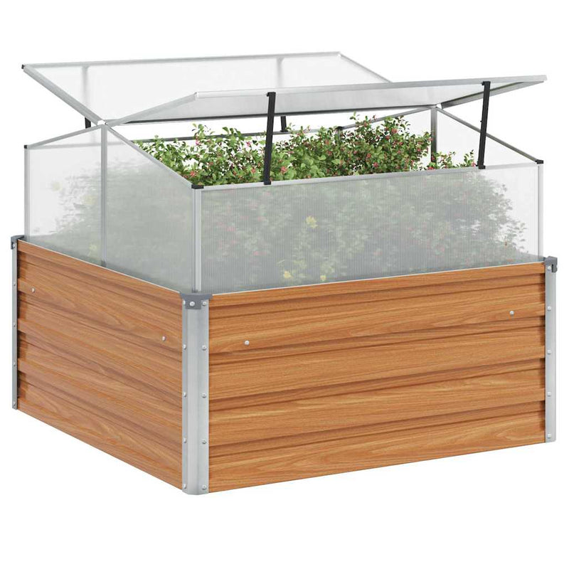 Load image into Gallery viewer, Vidaxl tuinplanter met kas licht bruin 100 x 100 x 77 cm
