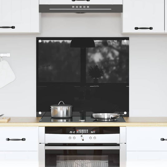 Vidaxl keuken achterwand zwart 70 x 60 cm gehard glas