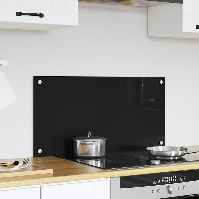 Load image into Gallery viewer, Vidaxl keuken achterwand zwart 80 x 40 cm gehard glas
