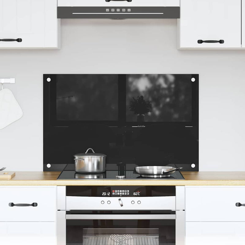 Load image into Gallery viewer, Vidaxl keuken achterwand zwart 80 x 50 cm gehard glas
