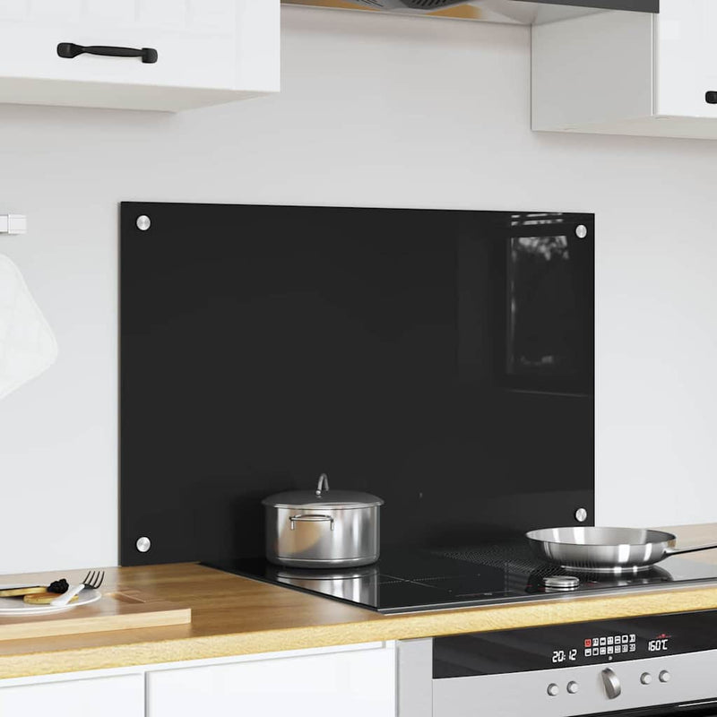 Load image into Gallery viewer, Vidaxl keuken achterwand zwart 80 x 50 cm gehard glas
