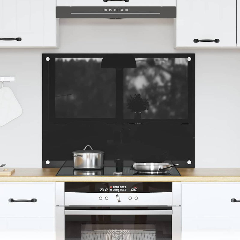 Load image into Gallery viewer, Vidaxl keuken achterwand zwart 80 x 60 cm gehard glas
