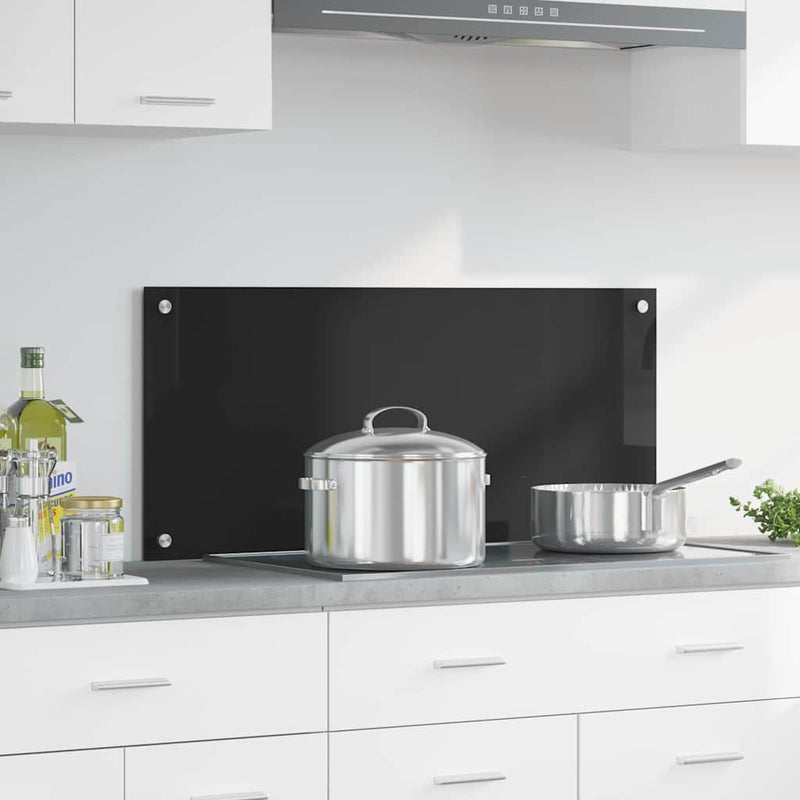 Load image into Gallery viewer, Vidaxl keuken achterwand zwart 90 x 40 cm gehard glas
