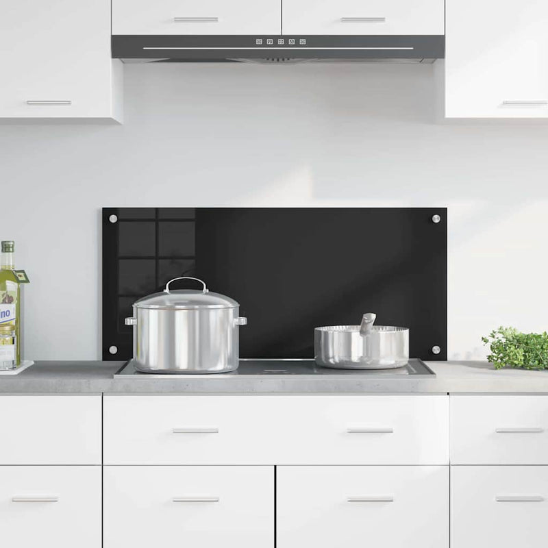 Load image into Gallery viewer, Vidaxl keuken achterwand zwart 90 x 40 cm gehard glas
