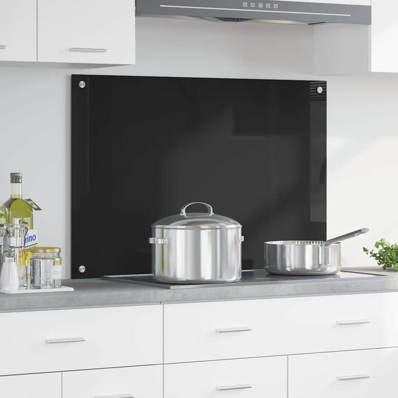 Load image into Gallery viewer, Vidaxl keuken achterwand zwart 90 x 60 cm gehard glas
