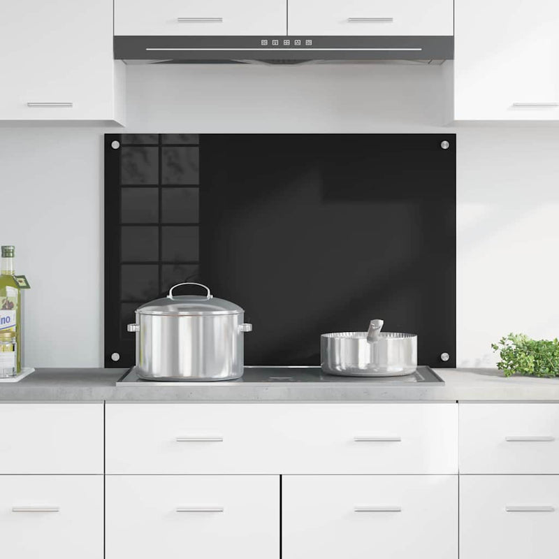 Load image into Gallery viewer, Vidaxl keuken achterwand zwart 90 x 60 cm gehard glas
