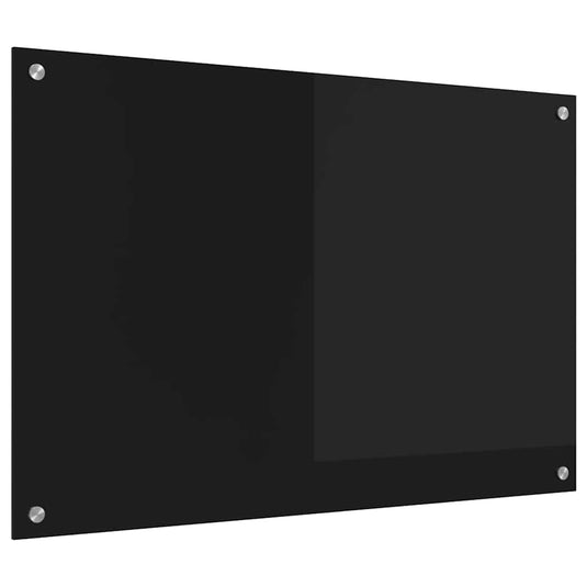 Vidaxl keuken achterwand zwart 90 x 60 cm gehard glas