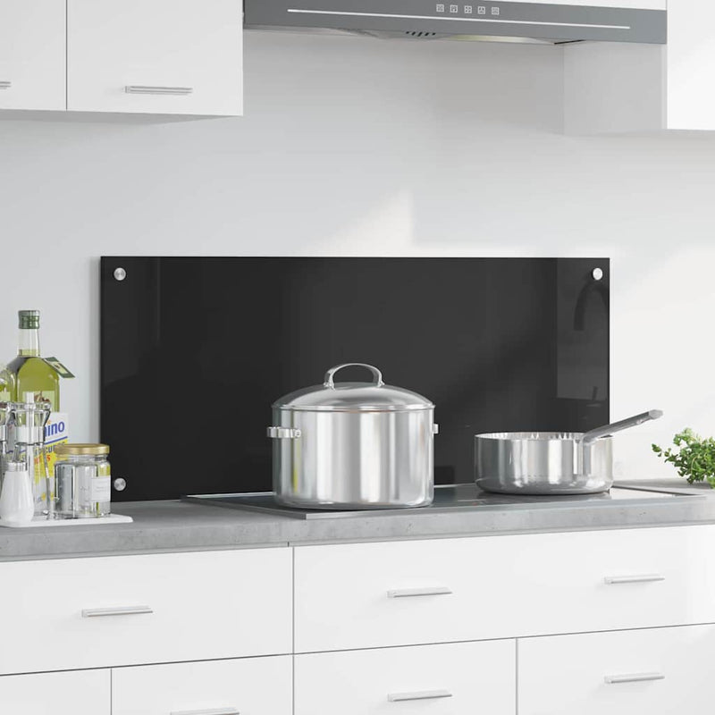 Load image into Gallery viewer, Vidaxl keuken achterwand zwart 100 x 40 cm gehard glas
