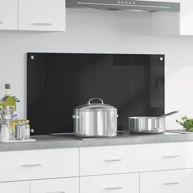 Load image into Gallery viewer, Vidaxl keuken achterwand zwart 100 x 50 cm gehard glas
