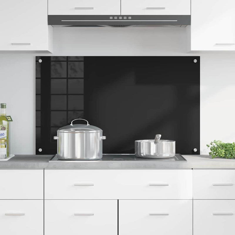 Load image into Gallery viewer, Vidaxl keuken achterwand zwart 100 x 60 cm gehard glas
