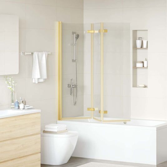 Vidaxl douche omhulsel goud 130 x 138 cm esg-glas en aluminium