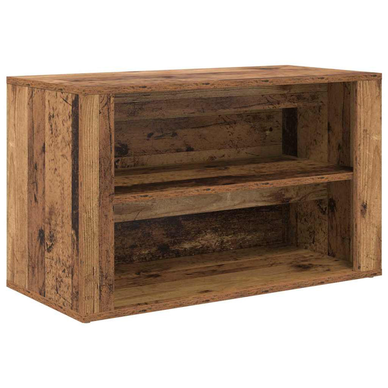 Load image into Gallery viewer, Vidaxl schoenenrek met plank oud hout 75 x 35 x 45 cm bewerkt hout
