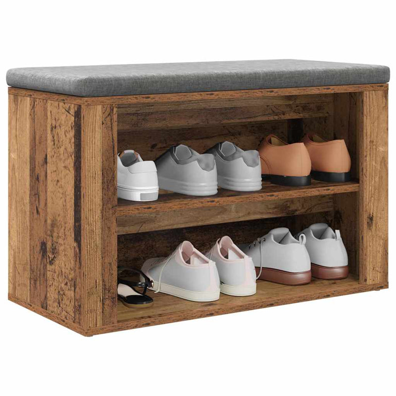 Load image into Gallery viewer, Vidaxl schoenenrek met plank oud hout 75 x 35 x 45 cm bewerkt hout

