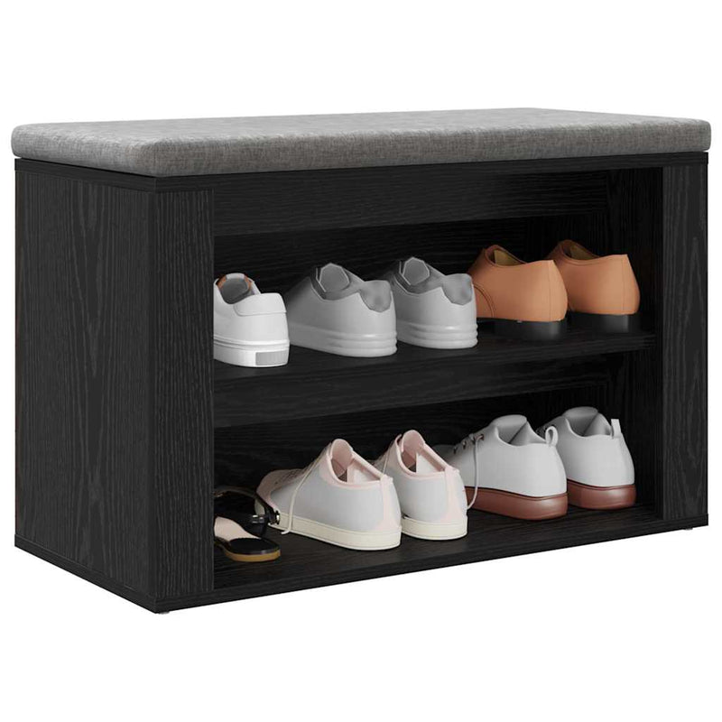 Load image into Gallery viewer, Vidaxl schoenenrek met plank zwart eiken 75 x 35 x 45 cm bewerkt hout
