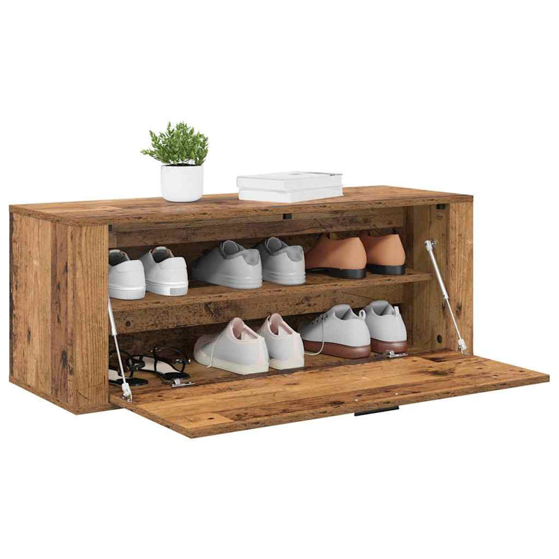 Load image into Gallery viewer, Vidaxl schoenenkast met plank oud hout 100 x 35 x 38 cm bewerkt hout

