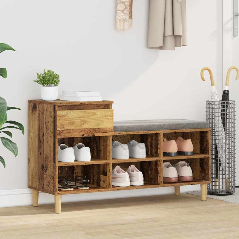 Load image into Gallery viewer, Vidaxl schoenenkast met lade oudhout 102 x 36 x 60 cm bewerkt hout
