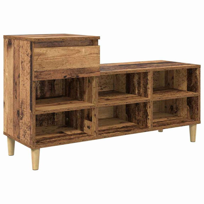 Load image into Gallery viewer, Vidaxl schoenenkast met lade oudhout 102 x 36 x 60 cm bewerkt hout
