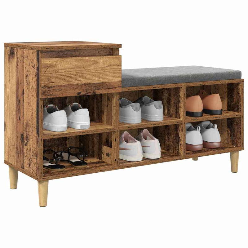 Load image into Gallery viewer, Vidaxl schoenenkast met lade oudhout 102 x 36 x 60 cm bewerkt hout

