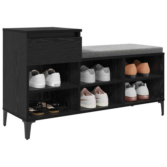 Vidaxl schoenenkast met lade zwart eiken 102 x 36 x 60 cm bewerkt hout