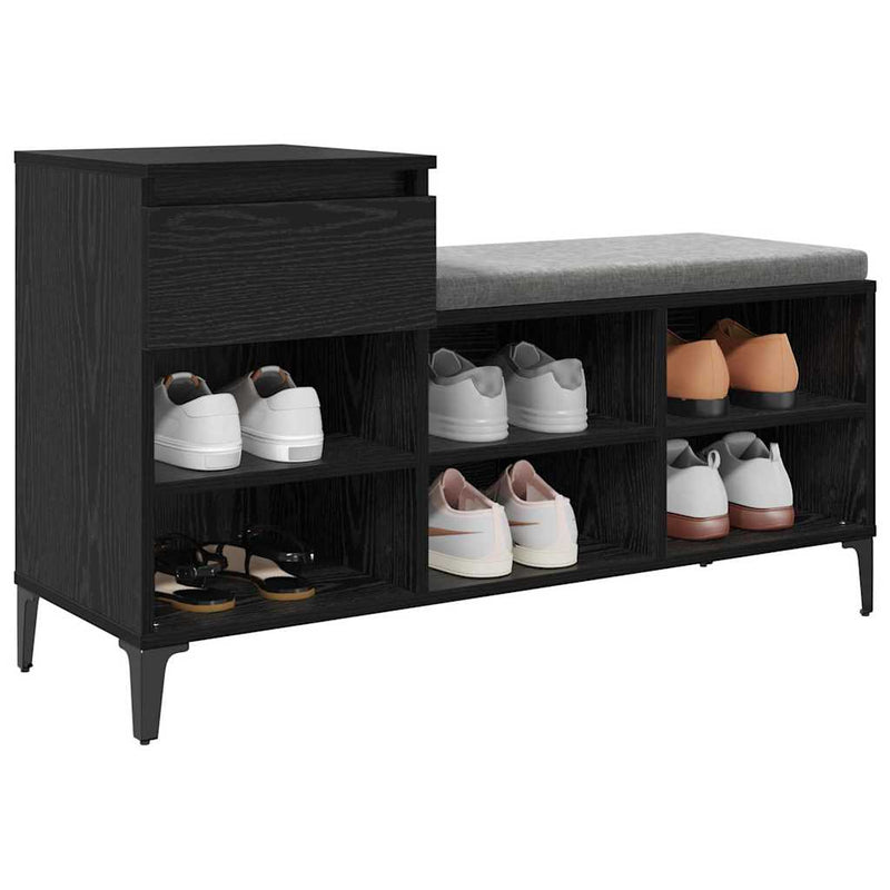 Load image into Gallery viewer, Vidaxl schoenenkast met lade zwart eiken 102 x 36 x 60 cm bewerkt hout
