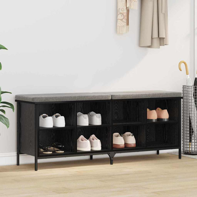 Load image into Gallery viewer, Vidaxl schoenenkast met plank met opslag zwart eiken 131 x 35 x 50 cm
