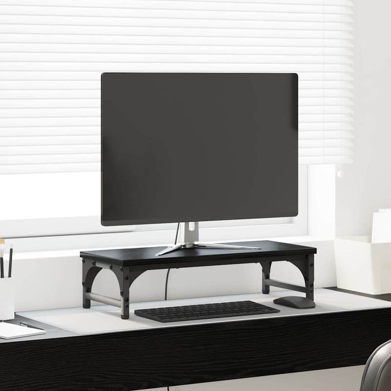 Load image into Gallery viewer, Vidaxl monitor stand zwart eiken 55 x 23 x 14 cm bewerkt hout
