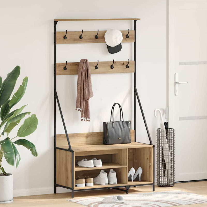 Load image into Gallery viewer, Vidaxl kledingrek artisan eiken 100 x 41 x 184 cm bewerkt hout
